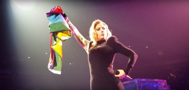 lady gaga rainbow flag august 2017