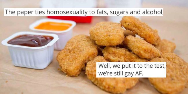 Do chicken nuggets turn you gay?