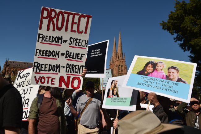 Anti-same-sex marriage protesters in Australia