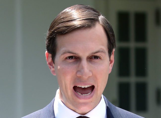 WASHINGTON, DC - JULY 24:  White House Senior Advisor and President Donald Trump's son-in-law Jared Kushner reads a statment in front of West Wing of the White House after testifying behind closed doors to the Senate Intelligence Committee about Russian meddling in the 2016 presidential election July 24, 2017 in Washington, DC. In a statement released before the meeting, Kushner said he met with people who represented or may have represented the Russian government four times.  (Photo by Mark Wilson/Getty Images)