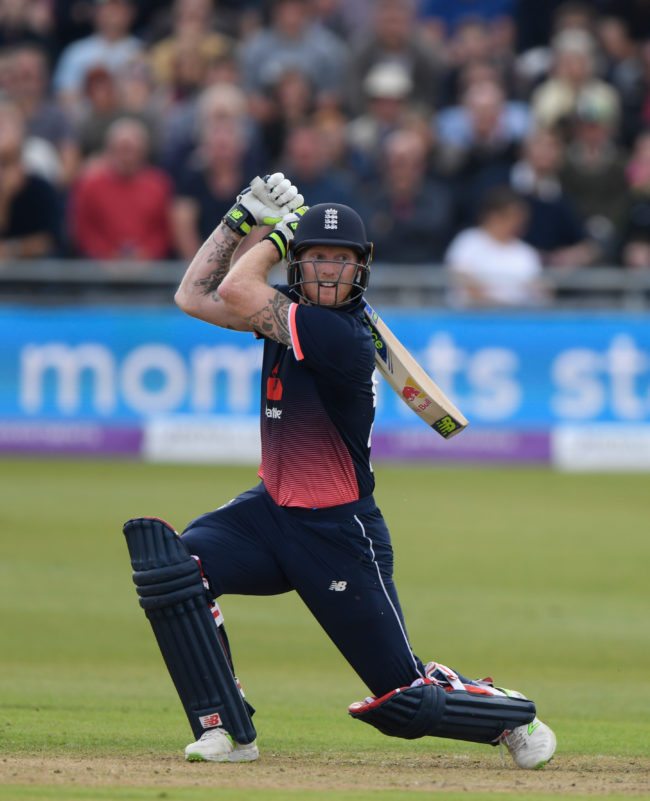 BRISTOL, ENGLAND - SEPTEMBER 24:  England batsman Ben Stokes hits out during the 3rd Royal London One Day International between England and West Indies at The Brightside Ground on September 24, 2017 in Bristol, England.  (Photo by Stu Forster/Getty Images)