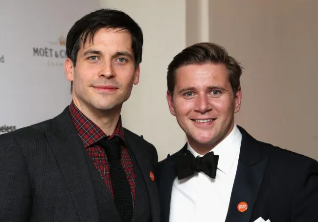LONDON, ENGLAND - APRIL 30:  Actors Allen Leech and Rob James Collier attend The Downton Abbey Ball at The Savoy Hotel on April 30, 2015 in London, England.  (Photo by Chris Jackson/Getty Images)