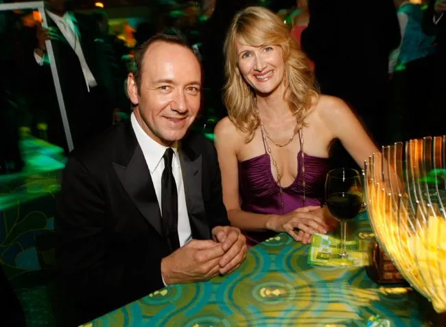 WEST HOLLYWOOD, CA - SEPTEMBER 21: Actor Kevin Spacey (L) and actress Laura Dern attend the HBO EMMY Party at the Plaza at the Pacific Design Center on September 21, 2008 in West Hollywood, California. (Photo by Michael Buckner/Getty Images for Media Placement)