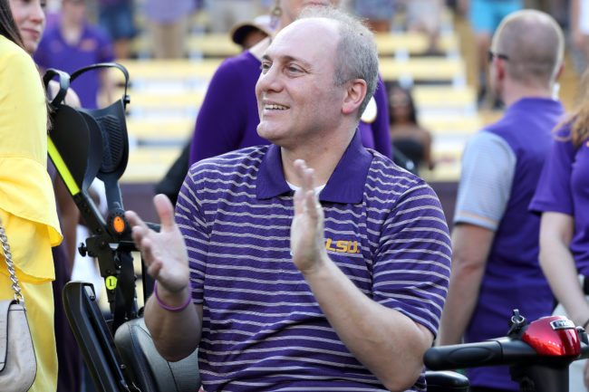 BATON ROUGE, LA - SEPTEMBER 30:  House Republican Whip Steve Scalise (R-LA) attends the LSU Tigers vs Troy Trojans game at Tiger Stadium on September 30, 2017 in Baton Rouge, Louisiana.  (Photo by Chris Graythen/Getty Images)