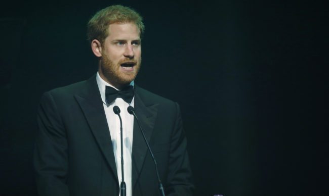 LONDON, ENGLAND - OCTOBER 12: Prince Harry talks after receiving a posthumous Attitude Legacy Award on behalf of his mother Diana, Princess of Wales, at the Attitude Awards on October 12, 2017 in London, England.  Attitude Magazine is awarding the prize to the late Princess Diana in honour of her significant work in drawing attention to HIV/AIDS. (Photo by Frank Augstein - WPA Pool/Getty Images)