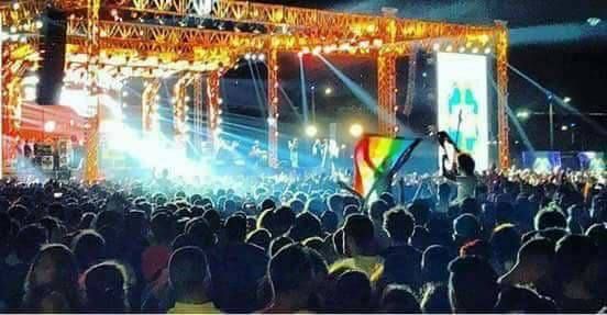 A Pride flag at Mashrou Leila's concert