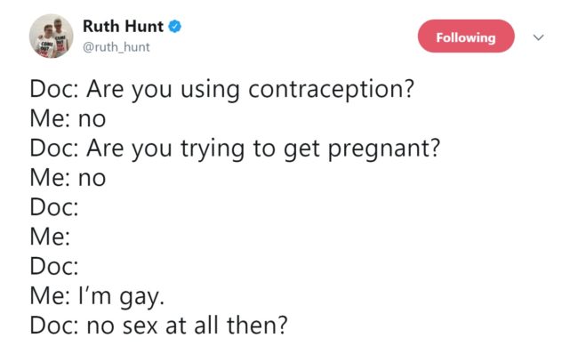 Ruth Hunt's tweet about her doctor (Twitter)