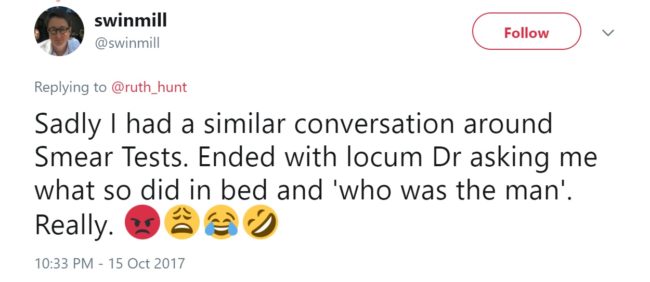 Replies to Ruth Hunt's tweet about her doctor (Twitter)