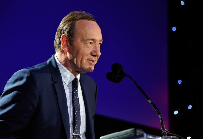 HOLLYWOOD, CA - APRIL 25: Honoree Kevin Spacey speaks onstage during the 4th Annual "Reel Stories, Real Lives", benefiting the Motion Picture & Television Fund at Milk Studios on April 25, 2015 in Hollywood, California. (Photo by John Sciulli/Getty Images for Motion Picture & Television Fund)