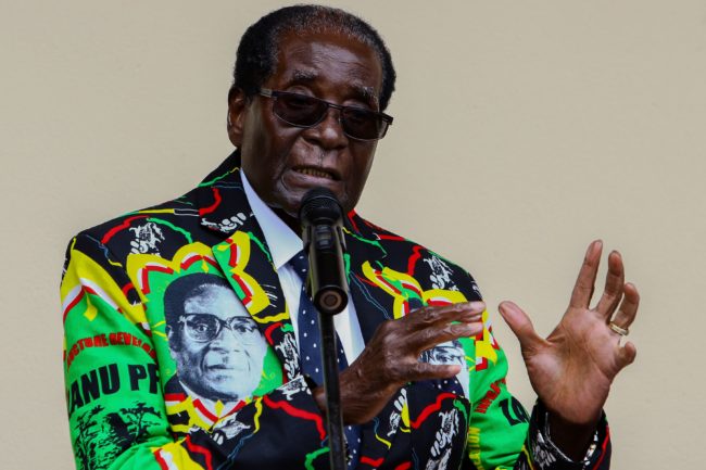 Zimbabwe President Robert Mugabe speaks at the party's annual conference on December 17, 2016 in Masvingo. Zimbabwe's ruling ZANU-PF party's congress endorsed on December 17, 2016 President Robert Mugabe as its candidate for the 2018 election, which could extend his 36 years in office. The leader was endorsed by all party structures at the meeting held in Masvingo, 300 kilometres (186 miles) southeast of the capital Harare. / AFP PHOTO / Jekesai NJIKIZANA        (Photo credit should read JEKESAI NJIKIZANA/AFP/Getty Images)