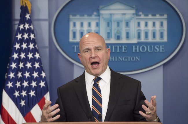 National Security Adviser H. R. McMaster speaks about US President Donald Trump's upcoming trip to Asia during the daily press briefing at the White House in Washington, DC, November 2, 2017. / AFP PHOTO / SAUL LOEB        (Photo credit should read SAUL LOEB/AFP/Getty Images)