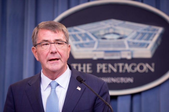 ARLINGTON, VA - JUNE 30: Secretary of Defense Ash Carter speaks during a press conference on June 30, 2016 at the Pentagon in Arlington, Virginia. Carter announced an expanded policy of acceptance regarding transgender U.S. military service members. (Photo by Allison Shelley/Getty Images)
