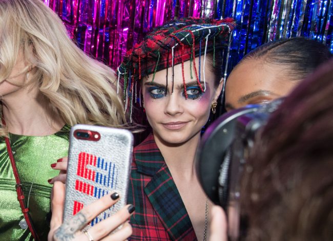 LONDON, ENGLAND - DECEMBER 02: Cara Delevingne hosts the Burberry x Cara Delevingne Christmas Party on December 2, 2017 in London, England. (Photo by Kirstin Sinclair/Getty Images for Burberry)