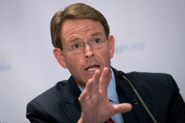 NEW YORK, NY - JUNE 21: Tony Perkins, president of the Family Research Council, speaks during a press conference following a meeting with Republican presidential candidate Donald Trump at the Marriott Marquis Hotel, June 21, 2016 in New York City. Donald Trump held a private closed-press meeting with hundreds of conservative Christians and evangelical leaders on Tuesday morning. (Photo by Drew Angerer/Getty Images)