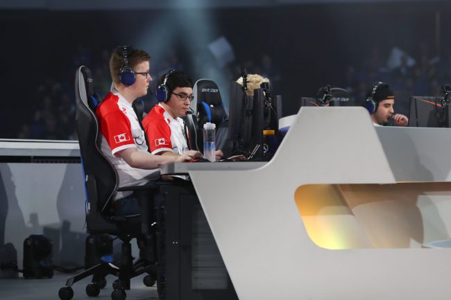 ANAHEIM, CA - NOVEMBER 3:  Team Canada competes with Team Australia during the Overwatch World Cup at BlizzCon 2017 at Anaheim Convention Center on November 3, 2017 in Anaheim, California. (Photo by Joe Scarnici/Getty Images)