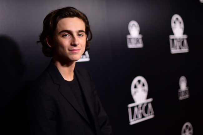 LOS ANGELES, CA - JANUARY 13: Timothee Chalamet attends the 43rd Annual Los Angeles Film Critics Association Awards on January 13, 2018 in Los Angeles, California. (Photo by Matt Winkelmeyer/Getty Images)