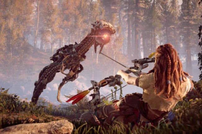 Someone posted a photo playing Horizon Zero Dawn with an XBox