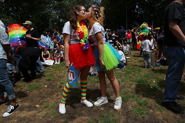 Two women in support of same-sex marriage in Australia (Photo by Lisa Maree Williams/Getty Images)