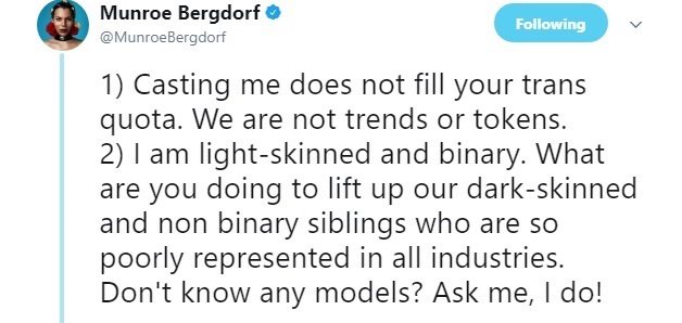 Munroe Bergdorf hits out out the fashion industry's 'transgender quota ...