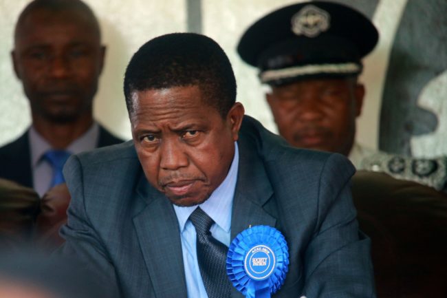 Zambian President Edgar Lungu attends the inauguration day of the Agriculture and Commercial fair on August 5, 2017 in Lusaka. Lungu invoked emergency powers last month, increasing police powers of arrest and detention, and blaming opposition parties for a string of arson attacks. / AFP PHOTO / DAWOOD SALIM (Photo credit should read DAWOOD SALIM/AFP/Getty Images)