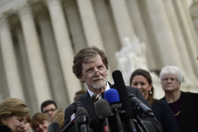 Jack Phillips, owner of Masterpiece Cakeshop in Lakewood, Colorado speaks outside the US Supreme Court as Masterpiece Cakeshop vs. Colorado Civil Rights Commission is heard on December 5, 2017 in Washington, DC. The US Supreme Court heard arguments on Tuesday in a case that has been described as the most significant for gay rights since it approved same-sex marriage two years ago. The landmark case pits a gay couple, Dave Mullins and Charlie Craig, against a Colorado bakery owner who refused in July 2012 to make a cake for their same-sex wedding reception.  / AFP PHOTO / Brendan Smialowski        (Photo credit should read BRENDAN SMIALOWSKI/AFP/Getty Images)
