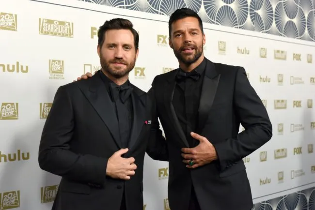 BEVERLY HILLS, CA - JANUARY 07: Actors Edgar Ramirez (L) and Ricky Martin attend FOX, FX and Hulu 2018 Golden Globe Awards After Party at The Beverly Hilton Hotel on January 7, 2018 in Beverly Hills, California. (Photo by Presley Ann/Getty Images)