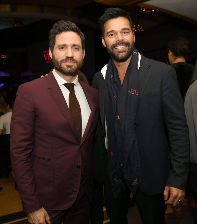 LOS ANGELES, CA - JANUARY 08: Actors Edgar Ramirez (L) and Ricky Martin pose at the after party for the premiere of FX's "The Assassination Of Gianni Versace: American Crime Story" at the Hollywood Palladium on January 8, 2018 in Los Angeles, California. (Photo by Kevin Winter/Getty Images)