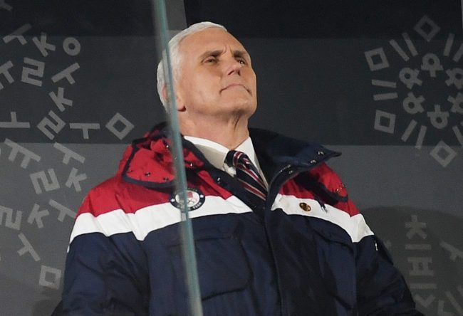 PYEONGCHANG-GUN, SOUTH KOREA - FEBRUARY 09:  U.S. Vice President Mike Pence looks on during the Opening Ceremony of the PyeongChang 2018 Winter Olympic Games at PyeongChang Olympic Stadium on February 9, 2018 in Pyeongchang-gun, South Korea.  (Photo by Matthias Hangst/Getty Images)