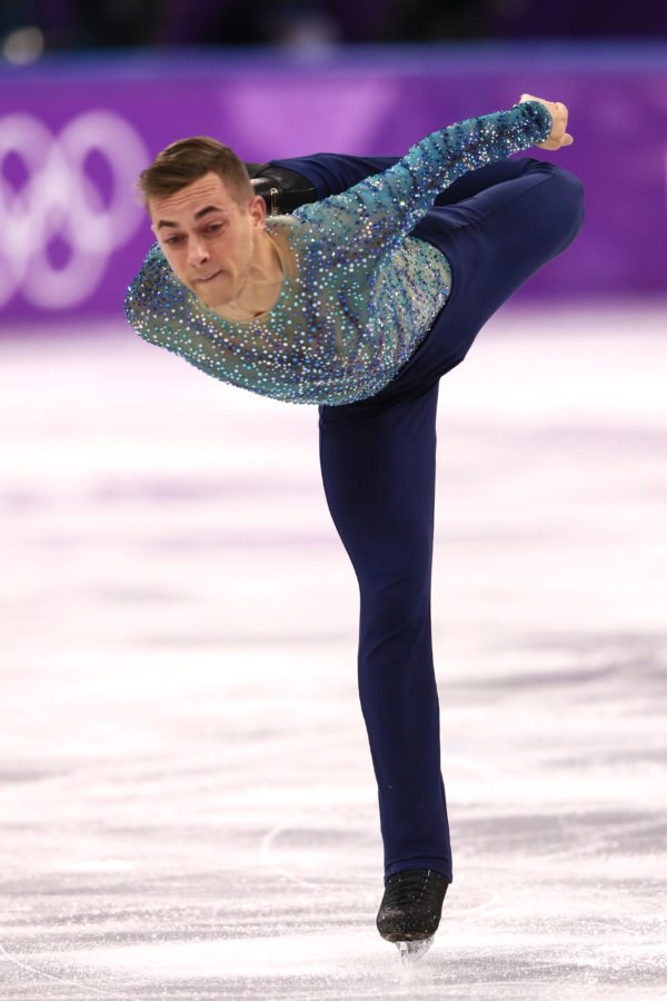 GANGNEUNG, SOUTH KOREA - FEBRUARY 17:  Adam Rippon of the United States competes during the Men's Single Free Program on day eight of the PyeongChang 2018 Winter Olympic Games  at Gangneung Ice Arena on February 17, 2018 in Gangneung, South Korea.  (Photo by Jamie Squire/Getty Images)