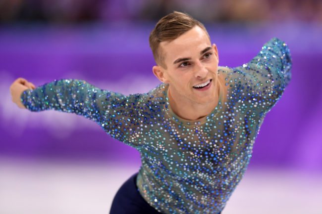 GANGNEUNG, SOUTH KOREA - FEBRUARY 17:  Adam Rippon of the United States competes during the Men's Single Free Program on day eight of the PyeongChang 2018 Winter Olympic Games  at Gangneung Ice Arena on February 17, 2018 in Gangneung, South Korea.  (Photo by Harry How/Getty Images)