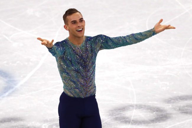 GANGNEUNG, SOUTH KOREA - FEBRUARY 17: Adam Rippon of the United States competes during the Men's Single Free Program on day eight of the PyeongChang 2018 Winter Olympic Games at Gangneung Ice Arena on February 17, 2018 in Gangneung, South Korea. (Photo by Dean Mouhtaropoulos/Getty Images)