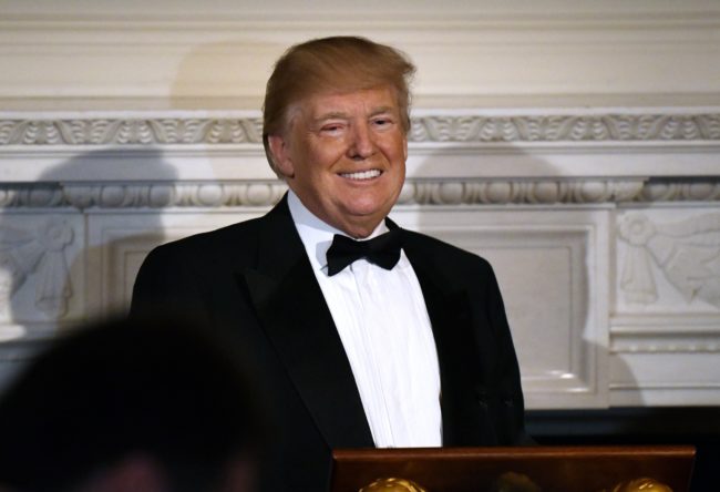 WASHINGTON, DC - FEBRUARY 25: U.S. President Donald Trump speaks during the Governors' Ball  in the State Dinning Room of the White House on February 25, 2018  in Washington, DC. (Photo by Olivier Douliery-Pool/Getty Images)