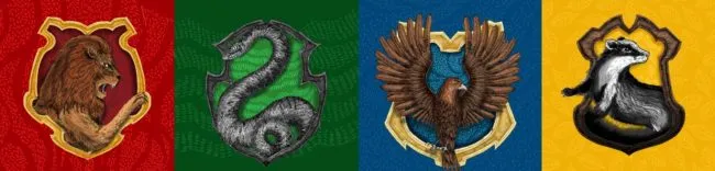  Gryffindor, Hufflepuff, Ravenclaw and Slytherin signs