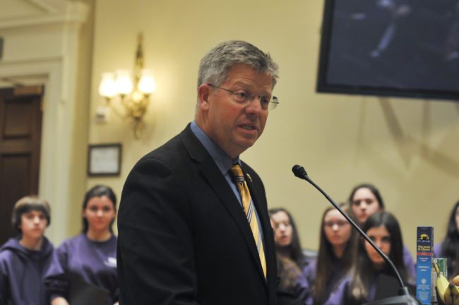 WASHINGTON, DC - MARCH 25: Randy Hultgren (R-IL) speaks during a press conference where Dunkin' Donuts and Baskin-Robbins Community Foundation presents Feeding America a $1,000,000 check at the Longworth House Office Building on March 25, 2014 in Washington, DC. (Photo by Kris Connor/Getty Images for Dunkin' Donuts & Baskin-Robbins Community Foundation)