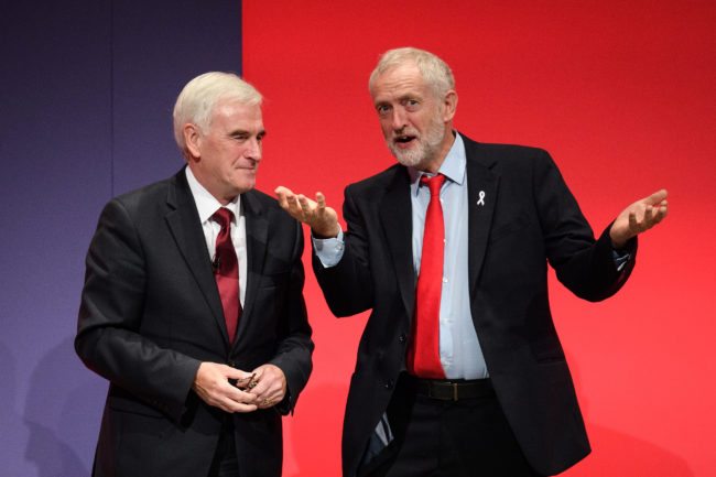 Shadow Chancellor John McDonnell and Labour Party leader Jeremy Corbyn (Leon Neal/Getty Images)