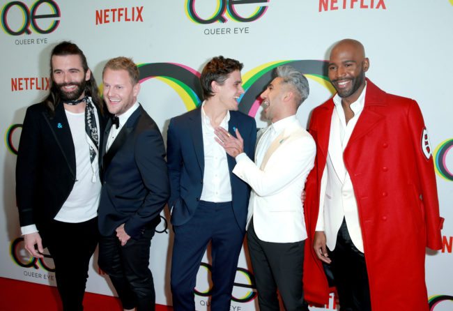 WEST HOLLYWOOD, CA - FEBRUARY 07: (L-R) Jonathan Van Ness, Bobby Berk, Antoni Porowski, Tan France, and Karamo Brown attend Netflix's Queer Eye premiere screening and after party on February 7, 2018 in West Hollywood, California. (Photo by Rich Fury/Getty Images for Netflix)