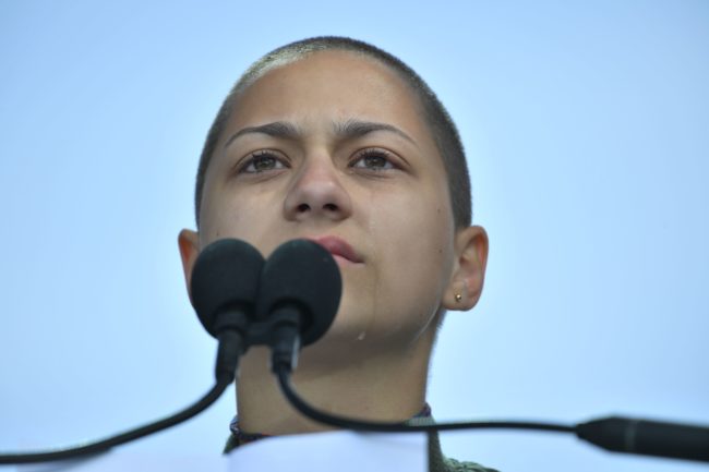 Marjory Stoneman Douglas High School student Emma Gonzalez speaks during the March for Our Lives Rally in Washington, DC on March 24, 2018.  Galvanized by the February 2018 gun massacre at the Florida high school, hundreds of thousands of Americans took to the streets in cities across the United States on Saturday in the biggest protest for gun control in a generation. / AFP PHOTO / JIM WATSON        (Photo credit should read JIM WATSON/AFP/Getty Images)