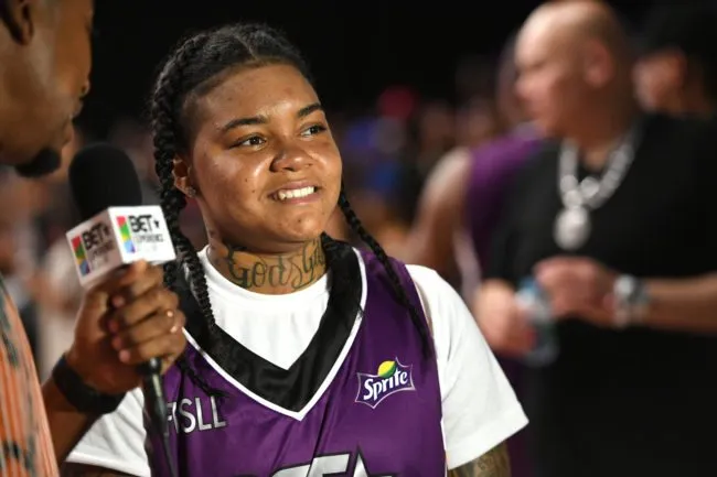 LOS ANGELES, CA - JUNE 24: Young M.A at the Celebrity Basketball Game, presented by Sprite and State Farm, during the 2017 BET Experience, at Los Angeles Convention Center on June 24, 2017 in Los Angeles, California. (Photo by Paras Griffin/Getty Images for BET)