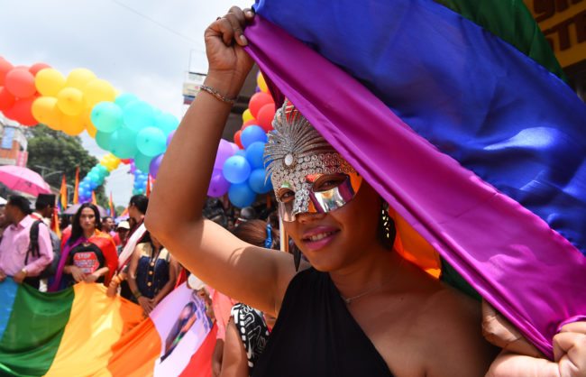 Nepali members of the LGBT community take part in a Gay Pride parade in Kathmandu on August 8, 2017. Scores of gays, lesbians, transvestites and transsexuals from across the country took part in the rally to spread their campaign for sexual rights in the country. In 2013 Nepal introduced citizenships with a third gender option and began issuing passports reflecting the same in 2015. / AFP PHOTO / PRAKASH MATHEMA (Photo credit should read PRAKASH MATHEMA/AFP/Getty Images)