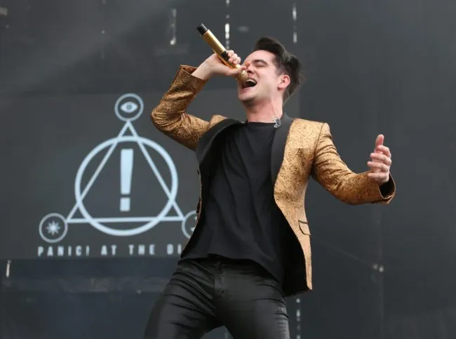 SAN ANTONIO, TX - APRIL 01: Brendon Urie of Panic! at the Disco performs during the Capital One JamFest onstage at the NCAA March Madness Music Festival at Hemisfair on April 1, 2018 in San Antonio, Texas. (Photo by Rick Kern/Getty Images for Turner )