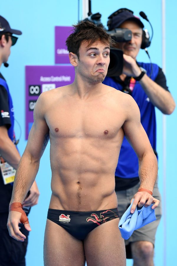 GOLD COAST, AUSTRALIA - APRIL 13: Thomas Daley of England reacts in the Men's Synchronised 10m Platform Diving Final on day nine of the Gold Coast 2018 Commonwealth Games at Optus Aquatic Centre on April 13, 2018 on the Gold Coast, Australia. (Photo by Quinn Rooney/Getty Images)