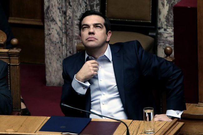 Greek Prime Minister Alexis Tsipras is seen during a parliamentary session in Athens on December 10, 2016.  / AFP / Angelos Tzortzinis        (Photo credit should read ANGELOS TZORTZINIS/AFP/Getty Images)