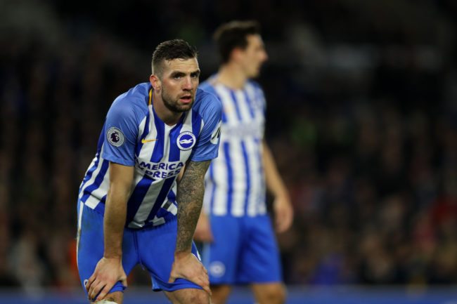 BRIGHTON, ENGLAND - DECEMBER 02: Lewis Shane Duffy of Brighton & Hove Albion reacts during the Premier League match between Brighton and Hove Albion and Liverpool at Amex Stadium on December 2, 2017 in Brighton, England. (Photo by Dan Istitene/Getty Images)