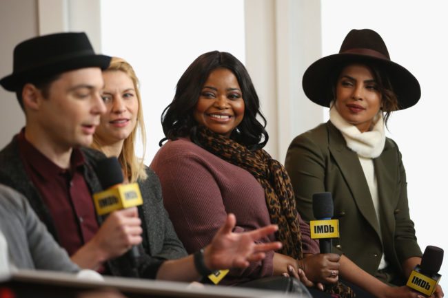 PARK CITY, UT - JANUARY 21:  (L-R) Actors Jim Parsons, Claire Danes, Octavia Spencer and Priyanka Chopra from 'A Kid Like Jake' attend The IMDb Studio and The IMDb Show on Location at The Sundance Film Festival on January 21, 2018 in Park City, Utah.  (Photo by Rich Polk/Getty Images for IMDb)