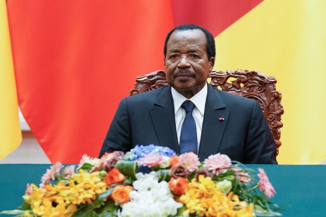 BEIJING, CHINA - MARCH 22: President of Cameroon Paul Biya with Chinese President Xi Jinping (not pictured) attend a signing ceremony at The Great Hall Of The People on March 22, 2018 in Beijing, China. At the invitation of Chinese president Xi Jinping, President Paul Biya of the Republic of Cameroon will pay a state visit to China from March 22nd to 24th. (Photo by Lintao Zhang/Getty Images)