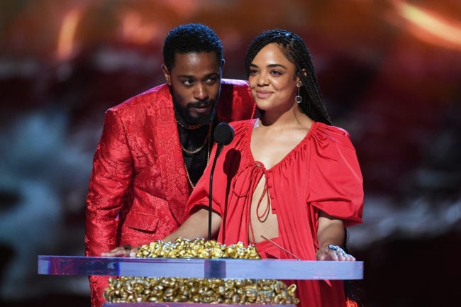Lakeith Stanfield and Tessa Thompson at the 2018 MTV Movie And TV Awards (Kevin Winter/Getty)