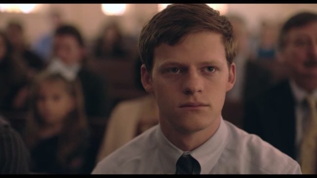Lucas Hedges as Jared Eamons in Boy Erased, the second of 2018's gay films dealing with conversion therapy 