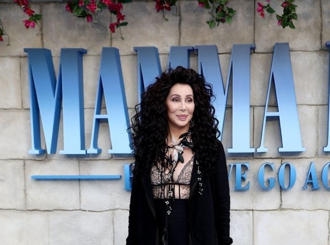 `Cher attends the UK Premiere of Mamma Mia! Here We Go Again at Eventim Apollo on July 16, 2018 in London, England. (John Phillips/Getty)