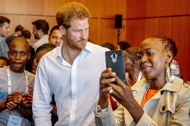 British Prince Harry (C) attends the Aids2018 conference in the Rai, in Amsterdam on July 23, 2018. - From 23 to July 27, thousands of delegates -- researchers, campaigners, activists and people living with the killer virus -- will attend the 22nd International AIDS Conference amid warnings that "dangerous complacency" may cause an unstoppable resurgence. (Photo by Robin UTRECHT / ANP / AFP) / Netherlands OUT        (Photo credit should read ROBIN UTRECHT/AFP/Getty Images)