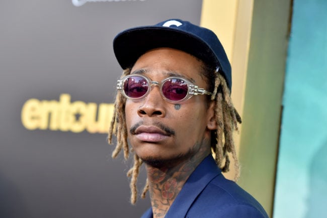 WESTWOOD, CA - JUNE 01:  Wiz Khalifa attends the premiere of Warner Bros. Pictures' "Entourage" at Regency Village Theatre on June 1, 2015 in Westwood, California.  (Photo by Kevin Winter/Getty Images)